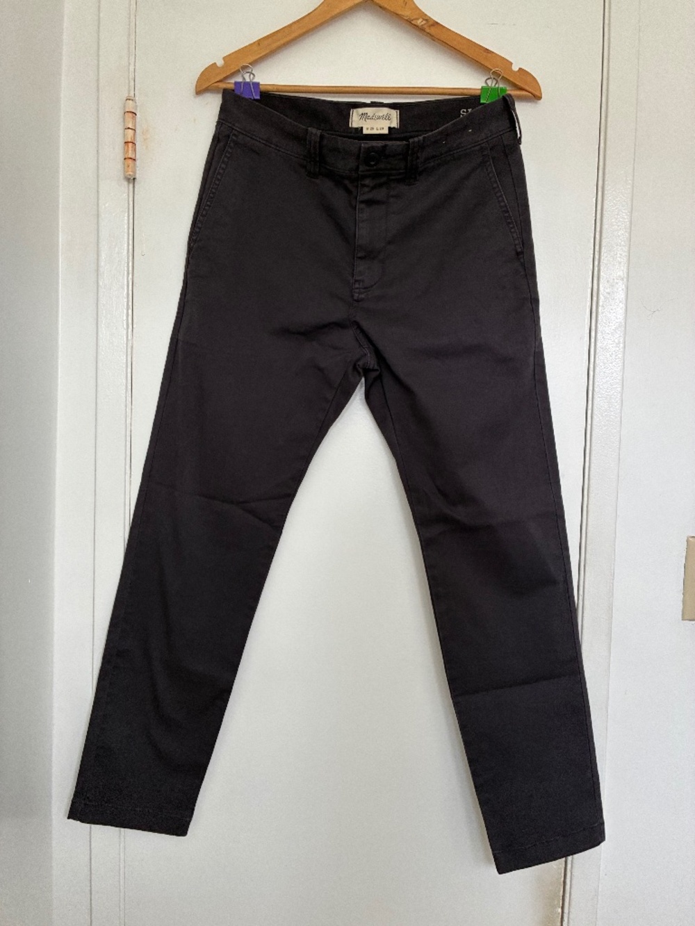 BNWT Men's Madewell Slim Chino Pants Coolmax 29x28 Black Coal